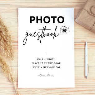 Kalligrafie Elegante bruiloft foto Gastenboek teke Reclamebord Met Voetstuk