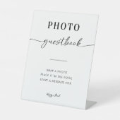Kalligrafie Elegante bruiloft foto Gastenboek teke Reclamebord Met Voetstuk (Voorkant)