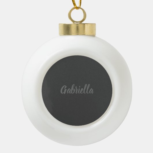 Kalligrafie Elegante Grijze Duidelijke Eenvoudige Keramische Bal Ornament (Voorkant)