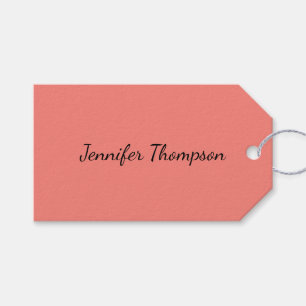 Kalligrafie Elegante Koraal Roze Eenvoudige Naam Cadeaulabel