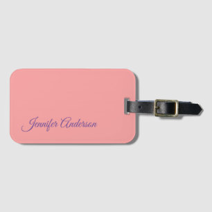 Kalligrafie Elegante Pastel Rood Gepersonaliseerde Bagagelabel