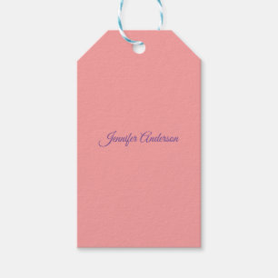 Kalligrafie Elegante Pastel Rood Gepersonaliseerde Cadeaulabel