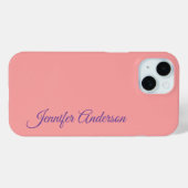 Kalligrafie Elegante Pastel Rood Gepersonaliseerde Case-Mate iPhone Case (Achterkant (horizontaal))