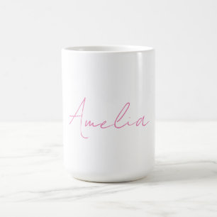 Kalligrafie Elegante Roze Witte Aangepaste Naam Koffiemok