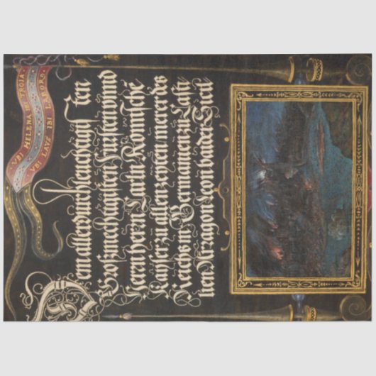 kalligrafie en landschap Ephemera-ontkoppeling Tissuepapier (Voorkant)