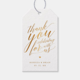 Kalligrafie Faux Gold Folie Wedding Dank u Cadeaulabel