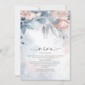 Kalligrafie Floral Wedding Menu Blue ID771 (Voorkant)