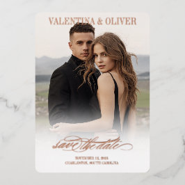 Kalligrafie Foto Bruiloft Save The Date Kaart
