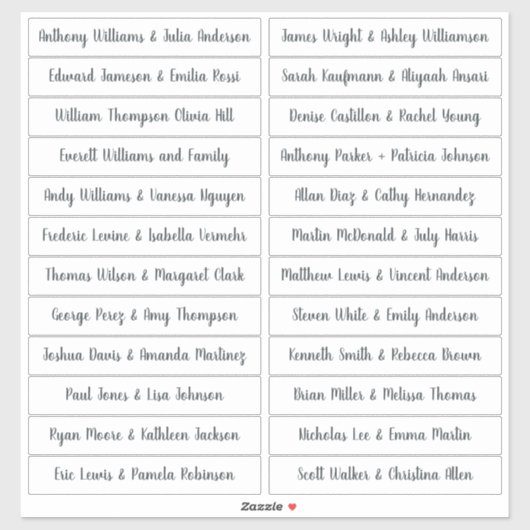 Kalligrafie Gast Namen Labels Wit (Vel)