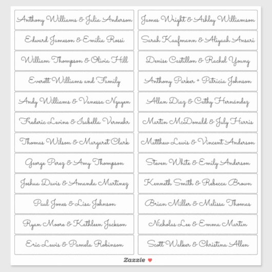 Kalligrafie Gastennamen Labels Wit - Sacramento (Vel)