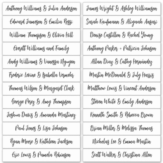 Kalligrafie Gastennamen Labels Wit - Zegeningen (Voorkant)