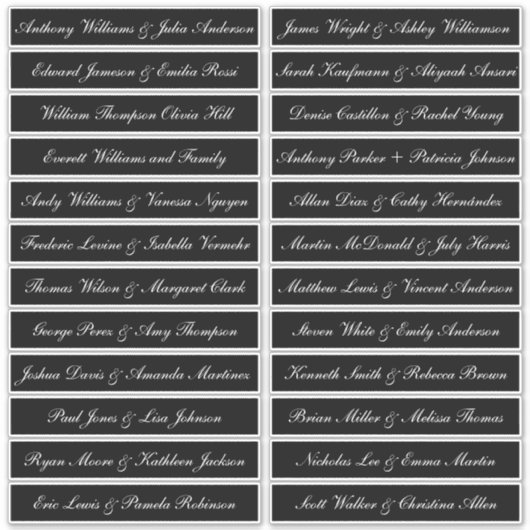 Kalligrafie Gastennamen Labels Zwart (Voorkant)