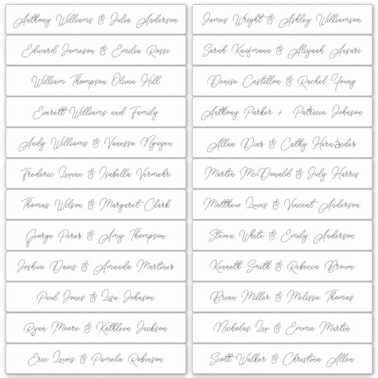 Kalligrafie Gastnamen Labels Wit (Voorkant)