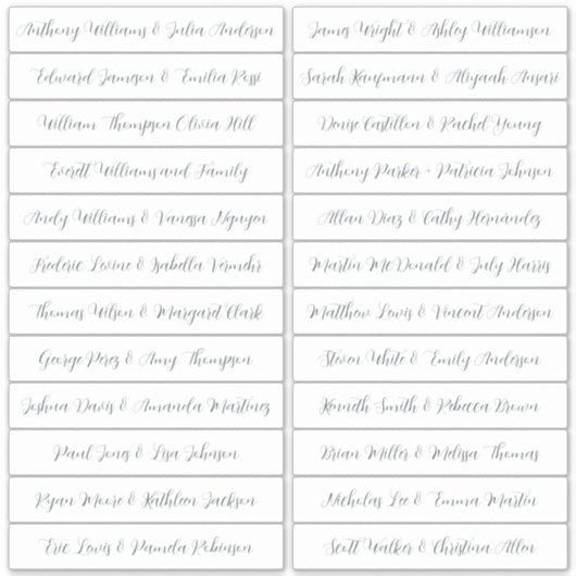 Kalligrafie Gastnamen Labels Wit (Voorkant)