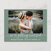 Kalligrafie Getrouwd worden Groen Bewaar de datum Briefkaart (Voorkant)