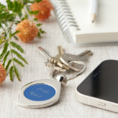 Kalligrafie Goud Blauw Kleur Custom Persoonlijk Be Sleutelhanger (Zijkant)