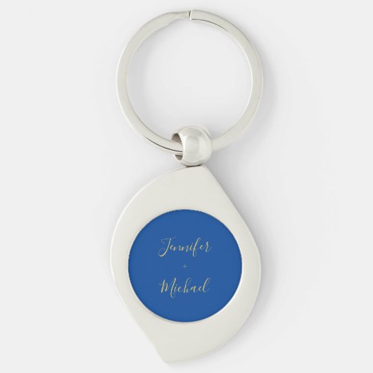 Kalligrafie Goud Blauw Kleur Custom Persoonlijk Be Sleutelhanger (Voorkant)