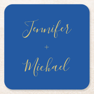 Kalligrafie Goud Blauw Kleur Custom Persoonlijk Be Vierkante Kartonnen Onderzetter