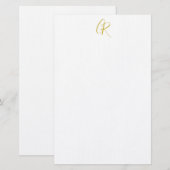 Kalligrafie Goud Kleur Monogram Moderne Minimalist Briefpapier (Voorkant / Achterkant)