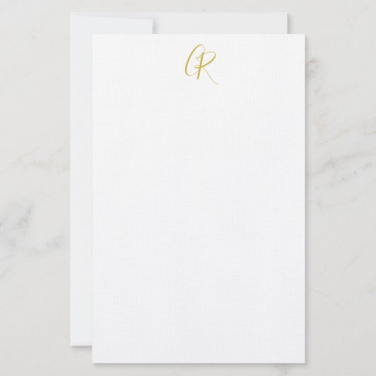 Kalligrafie Goud Kleur Monogram Moderne Minimalist Briefpapier (Voorkant)
