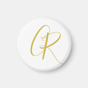 Kalligrafie Goud Kleur Monogram Moderne Minimalist Magneet