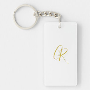 Kalligrafie Goud Kleur Monogram Moderne Minimalist Sleutelhanger