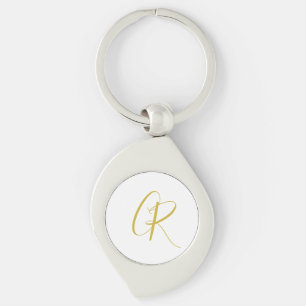 Kalligrafie Goud Kleur Monogram Moderne Minimalist Sleutelhanger
