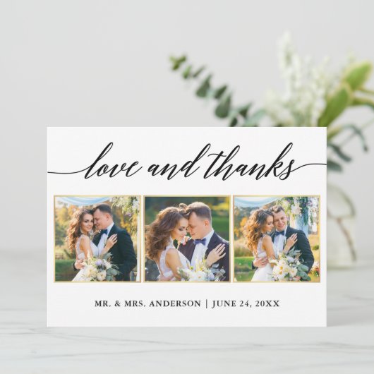 Kalligrafie Goud Lijst Liefde Bedankt Bruiloft 3 F (Staand voorkant)