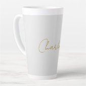Kalligrafie Gouden Kleur Grijs Aangepast Persoonli Latte Mok (Linkerhoek)