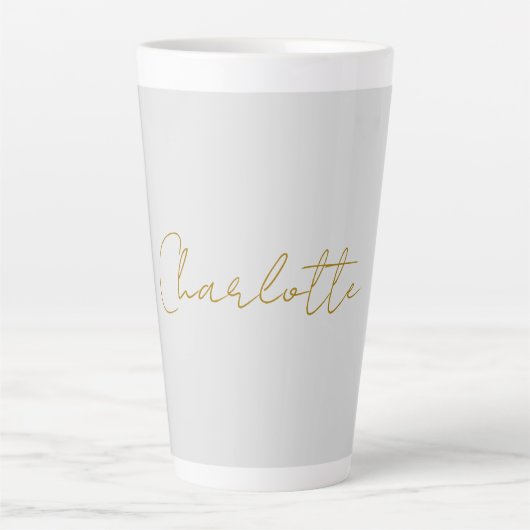 Kalligrafie Gouden Kleur Grijs Aangepast Persoonli Latte Mok (Voorkant)