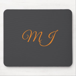 Kalligrafie grijs oranje monogram naam initiaal muismat