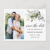 Kalligrafie Groen Sla de datumfoto op Briefkaart (Voorkant)