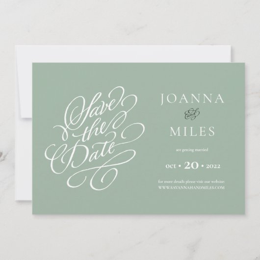  kalligrafie Groen sparen de Datum Kaart (Voorkant)