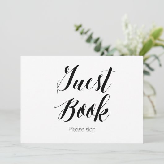 Kalligrafie "Guest Book Please sing" Weddenschap Kaart (Staand voorkant)