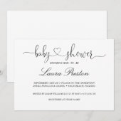 Kalligrafie Handgeschreven Baby shower Uitnodiging (Voorkant / Achterkant)