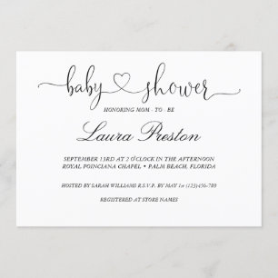 Kalligrafie Handgeschreven Baby shower Uitnodiging