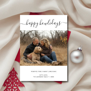 Kalligrafie Happy Howlidays Hond Foto Kerstmis Feestdagenkaart