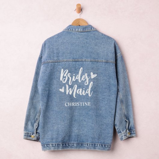 Kalligrafie hart bruidsmeisje voor bruiloft denim jacket (Hangar)