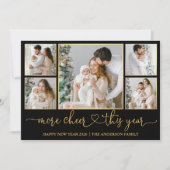 Kalligrafie Hart Meer Cheer Zwart en Goud Lijsten Feestdagenkaart (Voorkant)