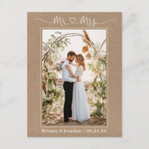 Kalligrafie Hart Meneer Mevrouw Foto Kraft Bedankt Briefkaart