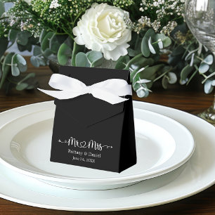 Kalligrafie Hart Mr. en Mrs. Wedding Black Bedankdoosjes