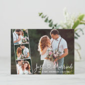 Kalligrafie Hart Net Getrouwd 4 Foto Aankondiging (Staand voorkant)