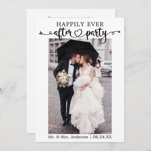 Kalligrafie Hart QR Gelukkig Altijd Na Feest Aankondiging (Voorkant / Achterkant)