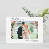 Kalligrafie Hart Script Wedding Foto Bedankkaart (Staand voorkant)