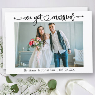 Kalligrafie Hart We Zijn Getrouwd Foto Bruiloft Aankondiging