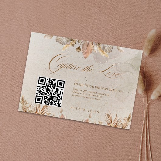Kalligrafie Herfst Boho Capture The Love QR-code Informatiekaartje