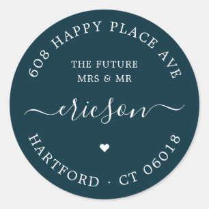 Kalligrafie Het toekomstige bruiloft retour adres Ronde Sticker
