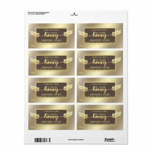 kalligrafie honingbijtak etiket (Full Sheet)