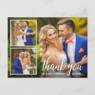 Kalligrafie Huwelijk 3 Foto Collage Bedankt Briefkaart