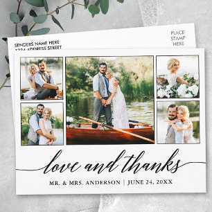 Kalligrafie Huwelijk 5 Foto Liefde en Dank Briefkaart